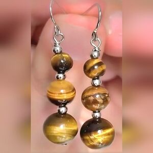 Elegant Tiger Eye Beaded Earrings